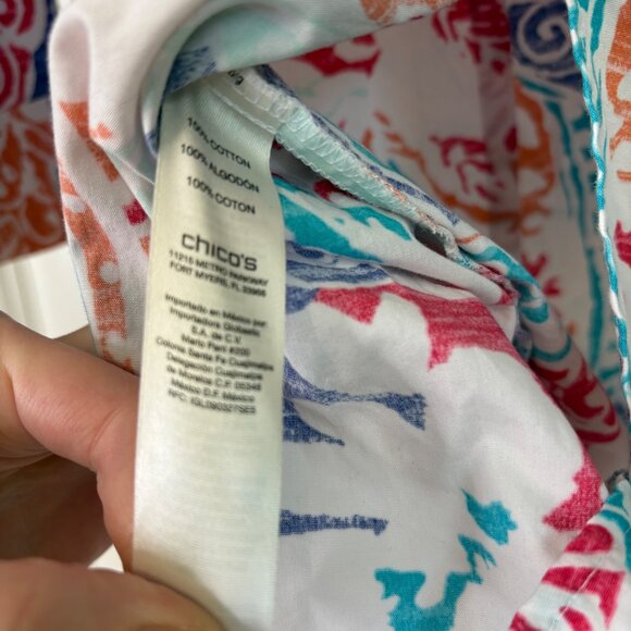 Chico's Wrinkle Resistant Non Iron Button Vibrant Shirt 3/4 Sleeve Size L (2) - Picture 6 of 8